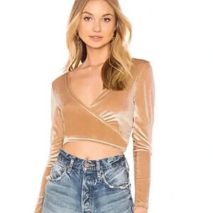 By the Way Revolve Golden Velvet Wrap Crop Top S